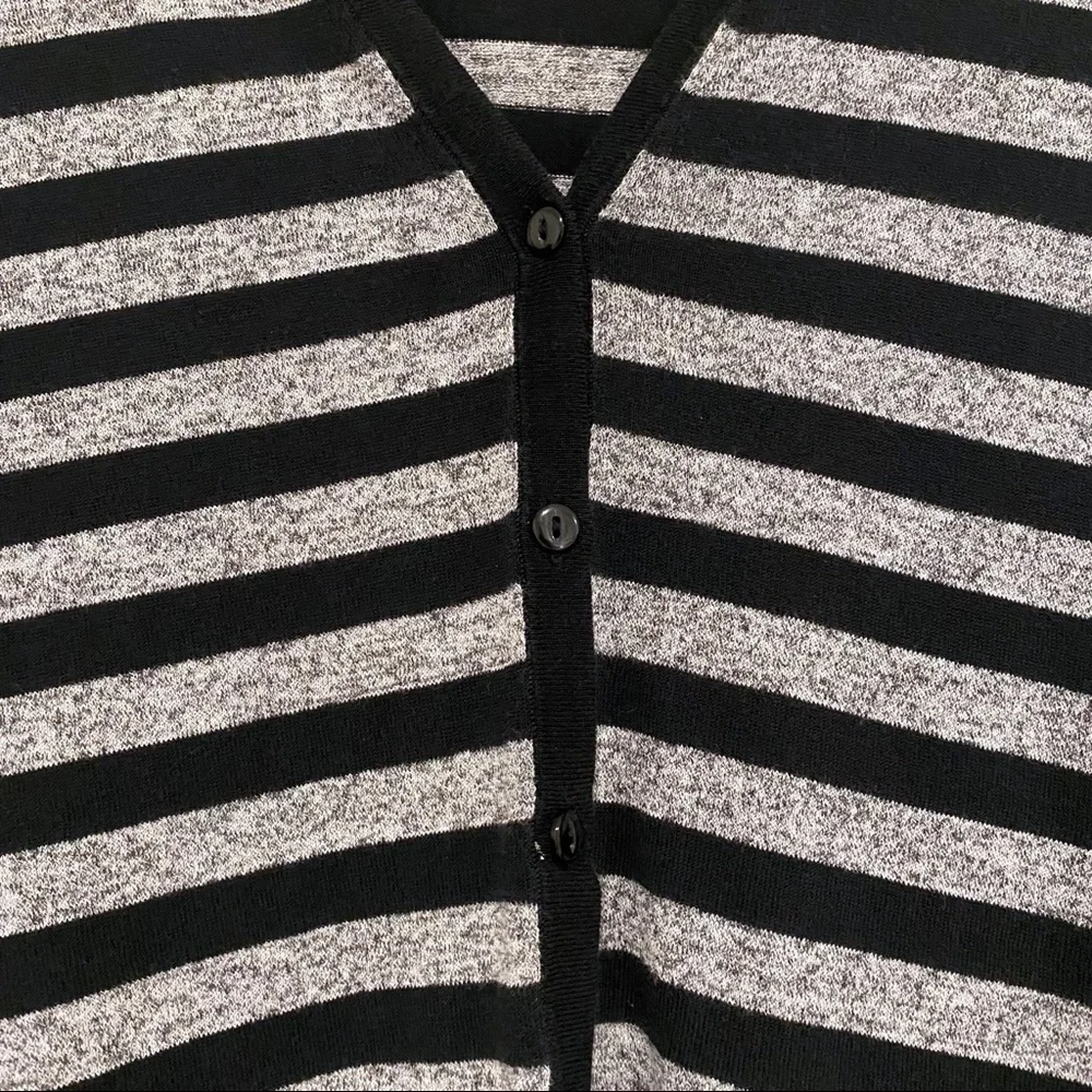 J. Jill | Striped Long Cardigan Sweater Button Front Gray Black Size S Petite